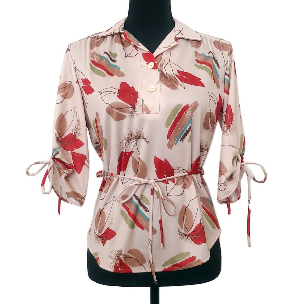 Vintage 1970s Abstract Nature Pattern Top